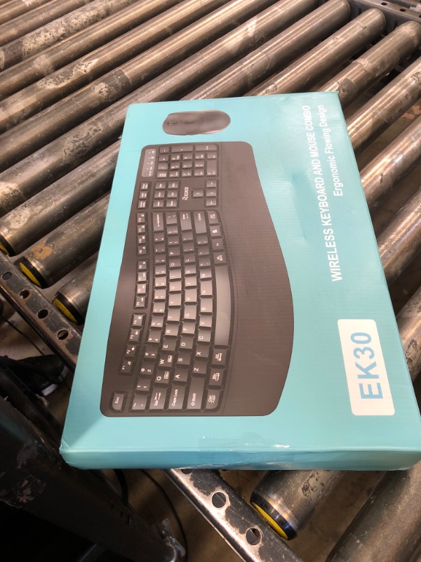 Photo 1 of Wireless Keyboard and Mouse Combo,2.4G Full Size Wave Keys Ergonomic Keyboard with Wrist Rest for Natural Typing, 3 DPI Adjustable Ergonomic Silent Mouse for Computer/Laptop/Windows/Mac (Black)