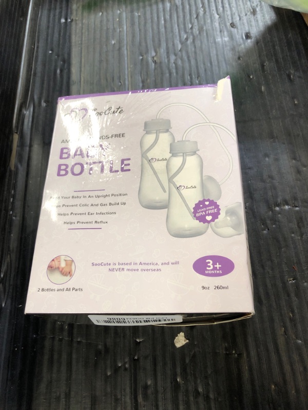 Photo 1 of Hands-Free Baby Bottle - Anti-Colic Self Feeding 9 oz Baby Bottle Nursing System with Fast Flow Nipple/Teat 3m+ Infant (2 Bottles - Soo Cute)