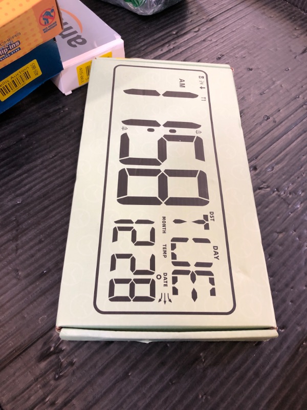 Photo 1 of Large Digital Wall Clock Timer 13.5" Large Display Available In 11 Color Modes LED Wall Clock with Temperature Day of the Week Clock Auto-Dimming for Home Gym Office 2 Groups Alarm 25 Music Ringtones
