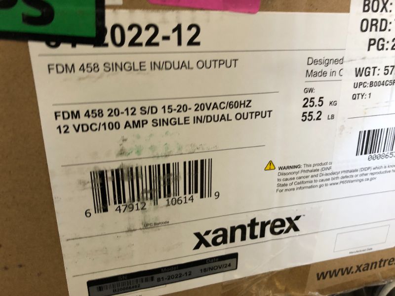 Photo 1 of Xantrex 81-2022-12 Inv/Chgr, Free-458 2000W 12V 100A M-Sine