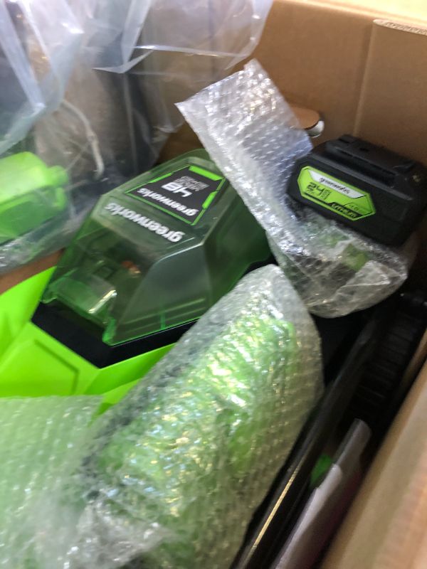 Photo 1 of Greenworks 48V (2 x 24V) 17" Cordless (Push) Lawn Mower (125+ Compatible Tools), (2) 4.0Ah Batteries and Dual Port Rapid Charger Included
