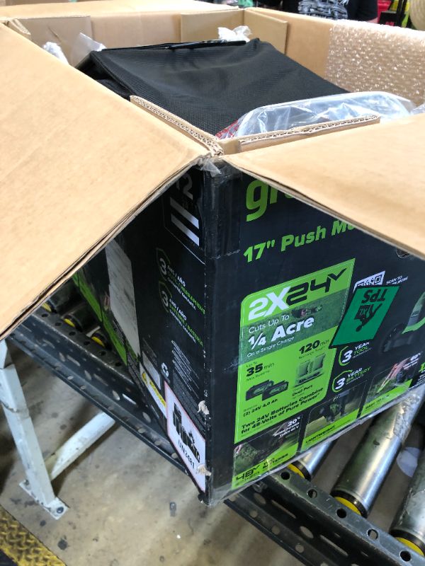 Photo 1 of Greenworks 48V (2 x 24V) 17" Cordless (Push) Lawn Mower (125+ Compatible Tools), (2) 4.0Ah Batteries and Dual Port Rapid Charger Included