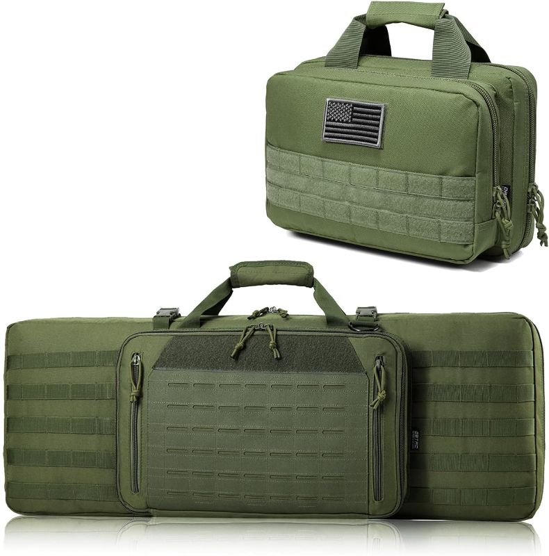 Photo 1 of DBTAC Double Rifle Bag 32" (OD Green) + Range Bag XS for 1~2 Pistol (OD Green), Lockable Zipper, Durable Material, Compact Design