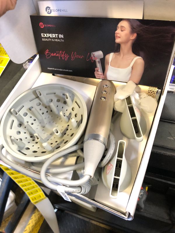 Photo 1 of slopehill Professional Hair Dryer with Diffuser, Ionic Hair Dryer,Lightweight Compact Powerful & Fast Salon Blow Dryer with High Speed Brushless Motor, Travel Hairdryer, Women & Men (Ceramic, Stone)
