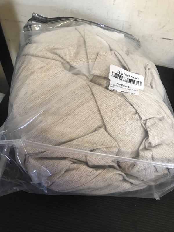 Photo 1 of H.VERSAILTEX Pinch Pleated Full Blackout Curtains Linen Blended Chenille Blackout Curtains 108 inch Long 2 Panels Bedroom Thermal Insulated Farmhouse Neutral Track Drapes with Hooks, Heather Natural