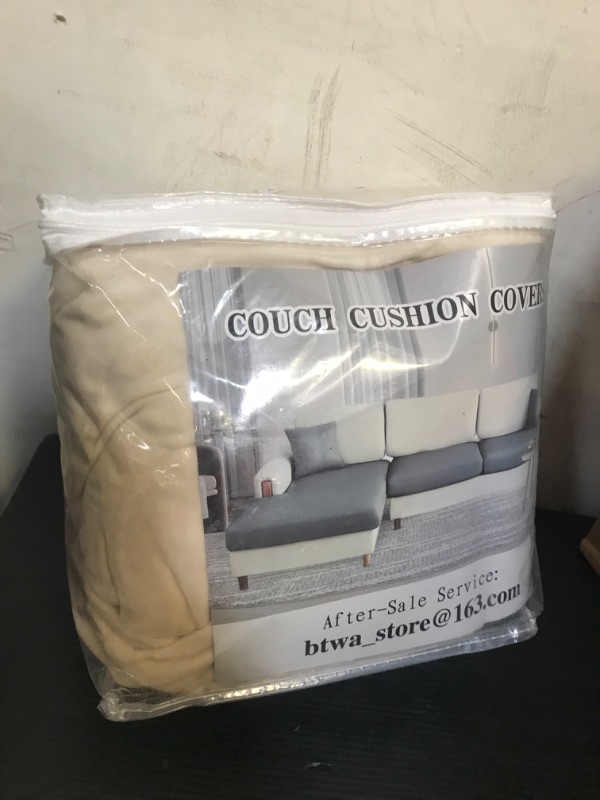 Photo 1 of BT.WA Sectional Couch Covers for 3-Piece Seat Cushion Velvet Separate L Shape Couch Cover Stretch Sofa Slipcover with 2 Pieces Pillowcases Furniture Protector (Sofa 2 Seater + 1 Chaise, Beige)