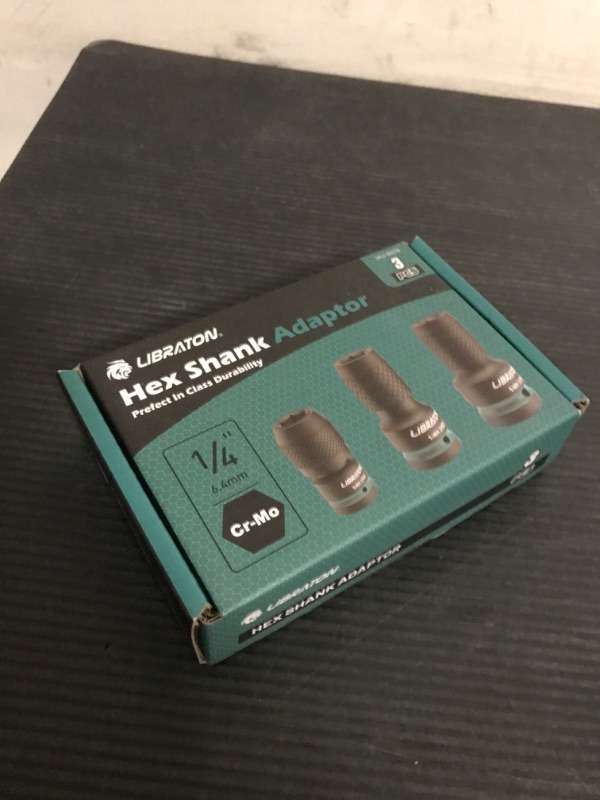 Photo 1 of LIBRATON Impact to 1/4 Hex Converter, 1/2 3/8 1/4-INCH Drive Female to 1/4-Inch Hex Adapter, Impact Wrench Adapters for Ratchet Wrench Drivers, Impact Bit Holders, Quick-Change Chuck, Cr-Mo Steel