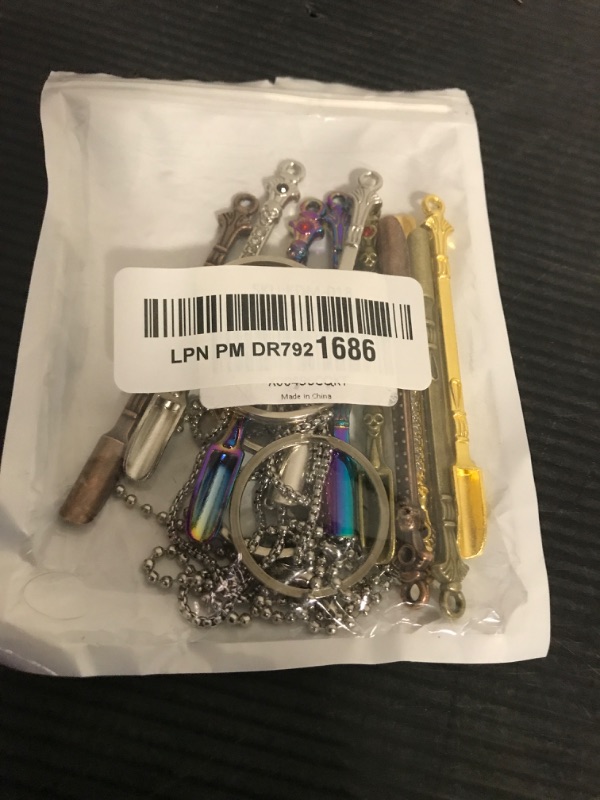 Photo 1 of 10 Pcs Mini Spoons, Tiny Metal Spoons Necklace Mini Shovels Keychain Medicine Spoon Pendants Alloy Skull Rhinestone Small Spoon Home Supplies Accessories