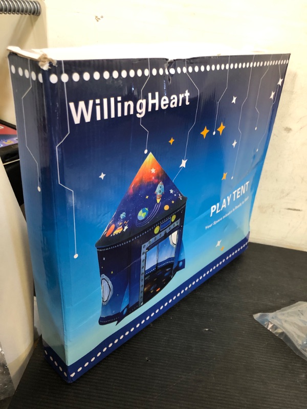 Photo 1 of WillingHeart Rocket Ship Play Tent for Kids, Astronaut Spaceship Space Themed Pretend Playhouse Indoor Outdoor Games Party Children Pop Up Foldable Tent Birthday Toy for Boys Girls Toddler Baby