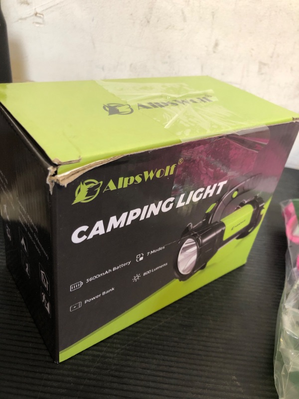 Photo 1 of Camping Lantern Rechargeable, AlpsWolf LED Flashlight Spotlight Lantern with 800LM, 3600 Capacity Battery Powered, Portable Bright Camping Light for Emergency, Outdoor Hiking, Power Outages