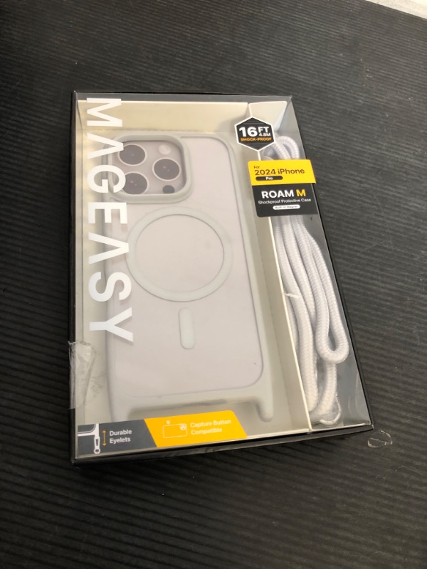 Photo 1 of MAGEASY Case for iPhone 16 Pro 6.3" - Case with Crossbody Strap, 16ft Drop Protection, Compatible with MagSafe | Roam M (Titanium Gray)