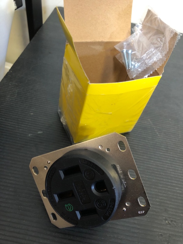 Photo 1 of Hubbell HBL9450A Straight Blade Device Receptacle, RTP, Industrial Grade, 3-Pole 4-Wire Grounding, 50A 125/250V, 14-50R