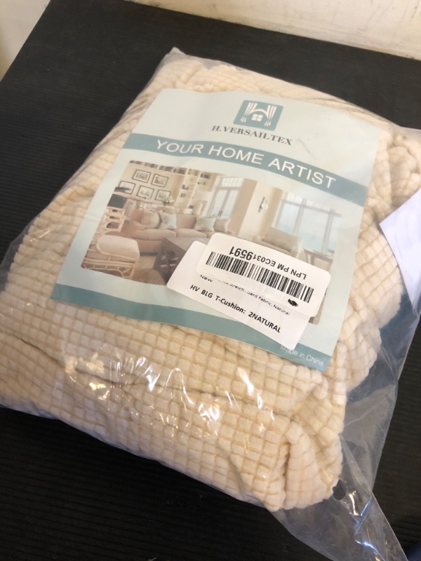 Photo 1 of H.VERSAILTEX Stretch 2 Piece T Cushion Sofa Slipcovers Individually Sofa Cushion Covers for 2 Cushion Couch Sofa Seat Cushion Covers with Elastic Bands Featuring Thicker Jacquard Fabric, Natural