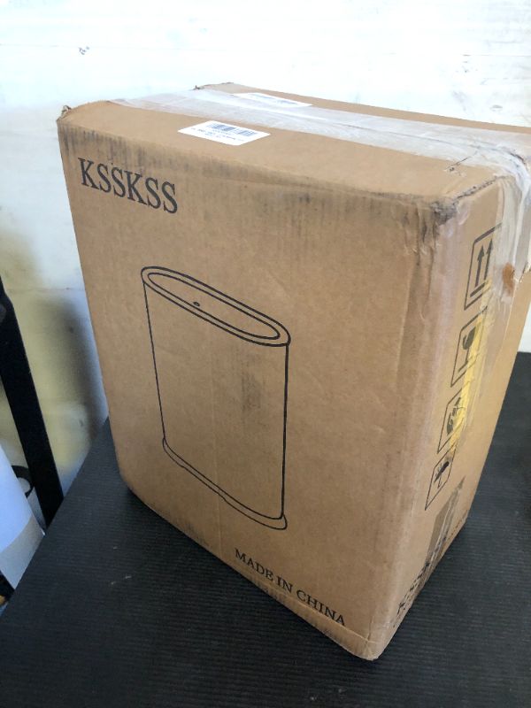Photo 1 of KSSKSS 1.8 Gallons Small White Bathroom Trash Can with Lid, Slim Bathroom Garbage Bin, Removable Liner Bucket, Dog Proof Trash Can with Pop-Up Lid for Bedroom,Toilet