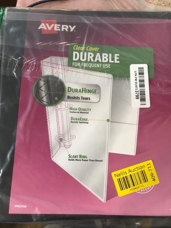 Photo 1 of Avery Durable Clear View 3 Ring Binders, 1 Inch EZD Rings, 1 Black Binder (09300)