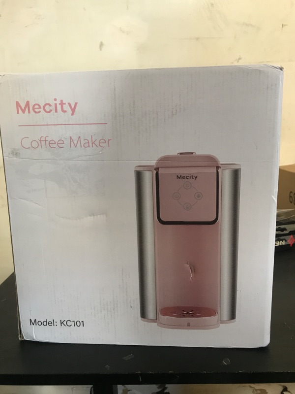 Photo 1 of Mecity Pink Coffee Maker 3-in-1 Single Serve Coffee Machine, For Flat Bottom Coffee Capsule, Ground Coffee, 6 to 10 Ounce Cup, Removable 50 Oz Water Reservoir, 120V 1150W