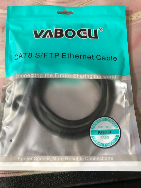 Photo 1 of Vabogu Cat 8 Ethernet Cable, 3ft Heavy Duty High Speed Internet Network Cable, 26AWG, 2000Mhz 40Gbps with Gold Plated RJ45 Connectors, Shielded for Indoor & Outdoor Use