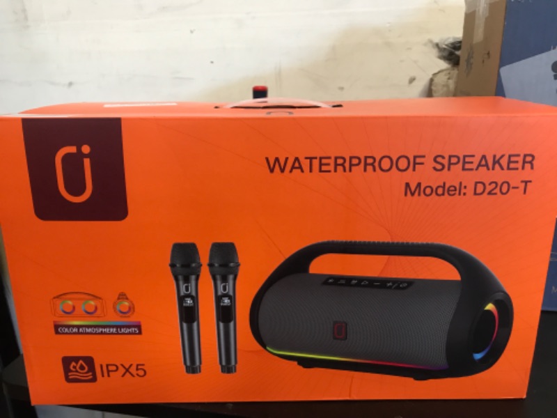 Photo 1 of HWWR Karaoke Machine for Adults and Kids, Portable Bluetooth Speaker with Microphones, PA System with 2 Karaoke Microphones, Disco Lights for Home Parties Outdoor, Support USB/AUX/TWS