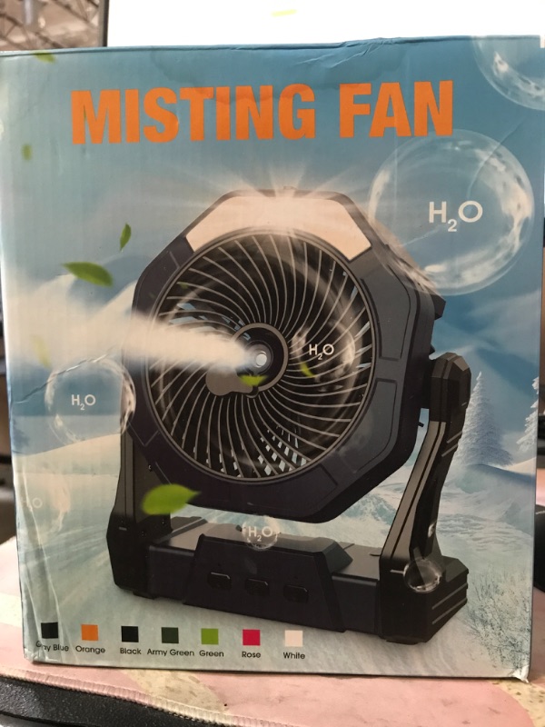 Photo 1 of Ausic Misting Fan Portable, 20000mAh Outdoor Cooling Fans for Patio, 250ml Water Spray Fan with Led Light, Beach Camping Essential, 8 Inch Battery Operated Rechargeable Fans for Tents,Travel