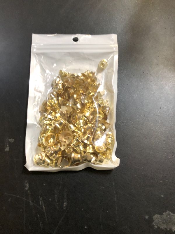 Photo 1 of 100PCS Small Gold Bells Mini Bells for Crafts,50PCS 0.39 Inch and 50PCS 0.55 Inch Decorative Bell Christmas Tree Pendants for Craft Making and Favor Decorating