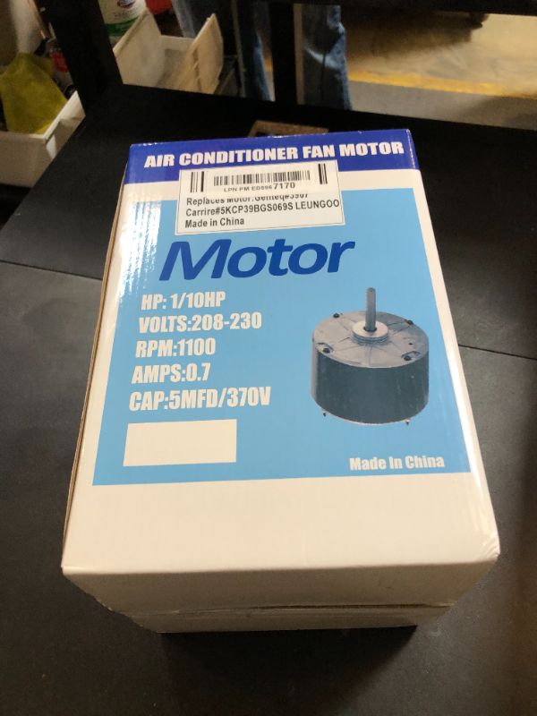 Photo 1 of Condenser Fan Motor Replacement for Carrier 5KCP39BGS069S #3S001, #GE3907 Genteq Bryant Payne Dayton AC/Air Conditioner 1/10 HP 1100 RPM 208-230V 60HZ 48 Frame with Capacitor OEM Upgraded LEUNGOO