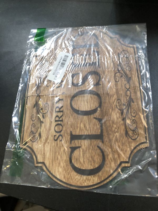 Photo 1 of Open and Closed Business Signs Sided Wooden Open Signs with Rope for Coffee Bar Shop Door Window, 11.8 x 7.8 Inch (Wood Color Board, Black Words)