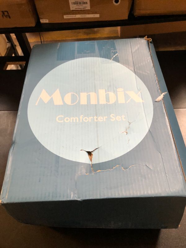 Photo 1 of Monbix California King Comforter Set - 7 Pieces Cationic Dyeing Oatmeal Bed in a Bag Cal King Bed Sets with Comforter, Sheets, Pillowcases & Shams, Reversible Bedding Comforters Sets (108 * 92)