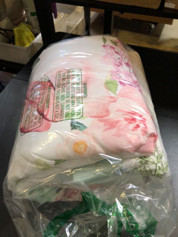 Photo 1 of CARUILI 4-Piece Crib Bedding Set, Baby Girl Crib Bedding Set Butterflies Floral Nursery Bedding Set Includes Comforter, Fitted Crib Sheet, Crib Skirt, and Diaper Stacker, Green & Pink
