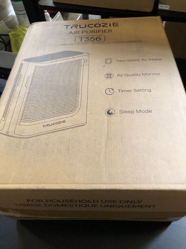 Photo 1 of Trucozie Air Purifier for Home Large Room Bedroom Up to 1937 Ft² in 1 Hr With Double-sided Air Inlet, Air Quality and Light Sensors, HEPA Sleep Mode for Allergies, Dust, Pollen, Pet Hair, Black