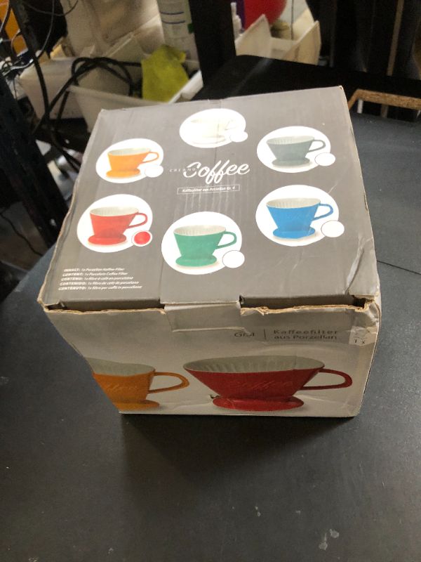Photo 1 of Creano XXL Porcelain Coffee Dripper Red - Ceramic Cone Brewer - Pour Over Coffee Maker - Filter Size 4 - huge and heavy quality 800gr/28oz - 6 Colours availeble