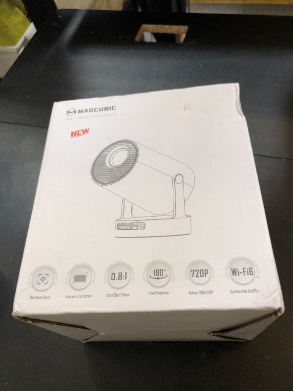 Photo 1 of ?Electric Focus?Magcubic Mini Projector 4K Support, Portable Projector with WiFi 6 and Bluetooth 5.4, Smart Proyector, 5W Soundbase Speaker, 180° Rotation for Home Theater HY300 Ultra
