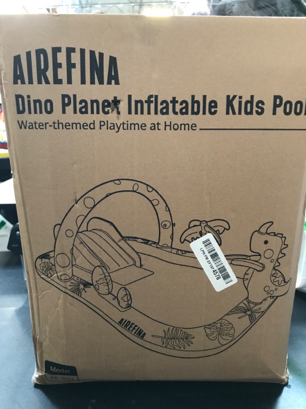 Photo 1 of Inflatable Kids Pool, Airefina Dino Planet Inflatable Play Center Kiddie Pool with Water Slide, Ultra Thick 97"x76"x41" Toddler Pool with Play Ball Hoop, for Backyard, Garden, Water Park, Ages 3+