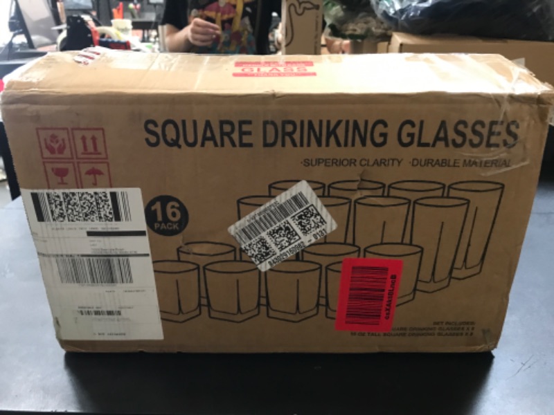 Photo 1 of Collins Everyday Drinking Glasses Set of 16 Drinkware Kitchen Glasses for Cocktail, Iced Coffee, Beer, Ice Tea, Wine, Whiskey, Water, 8 Tall Highball Glass Cups & 8 Short Old Fashioned