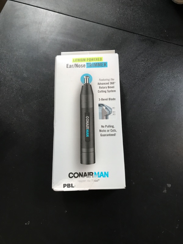 Photo 1 of ConairMan Nose Hair Trimmer for Men, For Nose, Ear, and Eyebrows, Patent 360 Bevel Blade for No Pull, No Snag Trimming Experience, Cordless Lithium-Powered Trimmer with Drawstring Bag