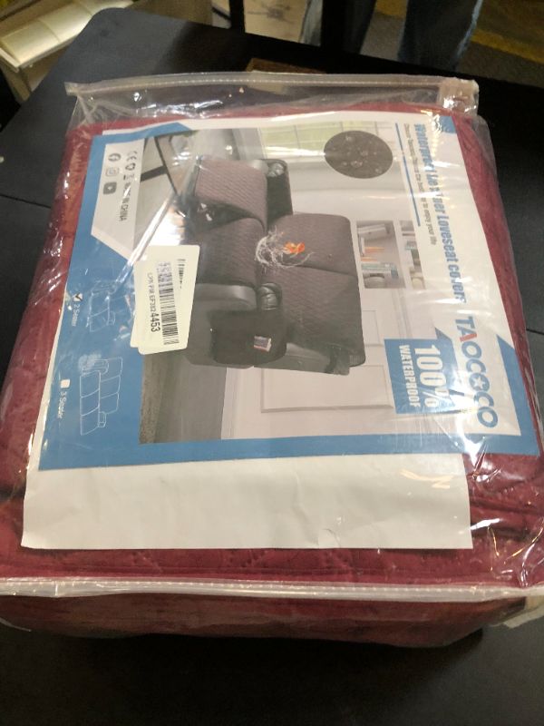 Photo 1 of TAOCOCO 100% Waterproof Loveseat Recliner Cover-Recliner Cover with Non-Slip Granule, Recliner Chair Covers with Elastic Band,Washable Recliner Chair/Furniture Protector for Pets(Wine, 2 Seater)