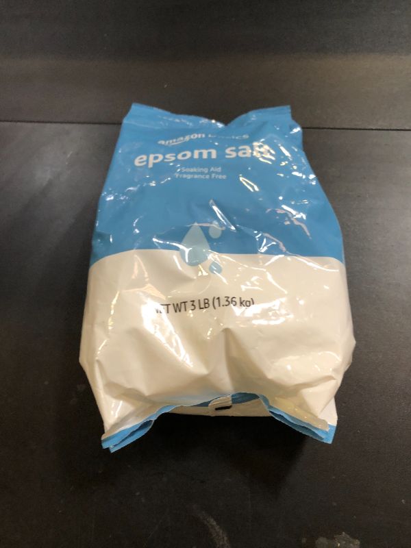 Photo 1 of Amazon Basics Epsom Salt Soak, Unscented, Magnesium Sulfate USP, Muscle and Feet Relaxation, Soothing, 3 Pound, Pack of 1