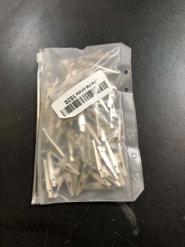 Photo 1 of 100PCS 1.37IN / 35mm Metal Alligator Clips, Crocodile Clamps Silver Tone Nickel Plated Spring Clamps Test Line Crocodile Clips for Laboratory Electric Testing Work and Cable Lead Clip