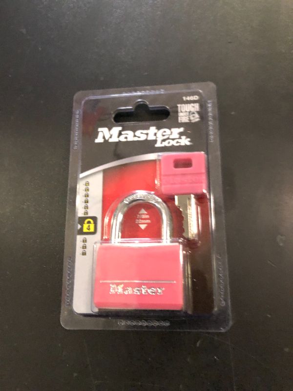 Photo 1 of Master Lock Pink Covered Aluminum Keyed Padlock with Steel Shackle, Lock for Gym or School Locker with 1-9/16 Inch Lock Body, 146D