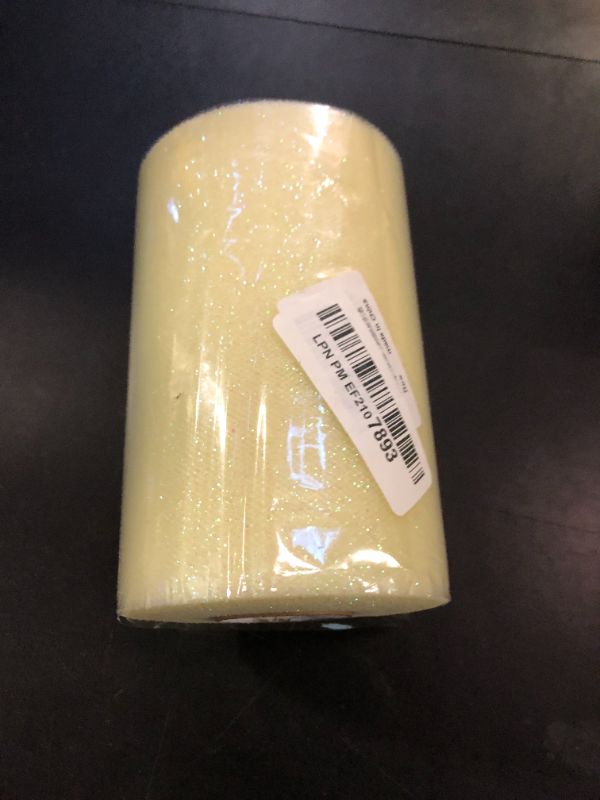 Photo 1 of TONIFUL Light Yellow Glitter Tulle Roll 6 Inch x 50 Yard Tulle Ribbon for Tutu Skirt, Wedding Christmas Baby Shower Valentine's Decorations and DIY Crafts