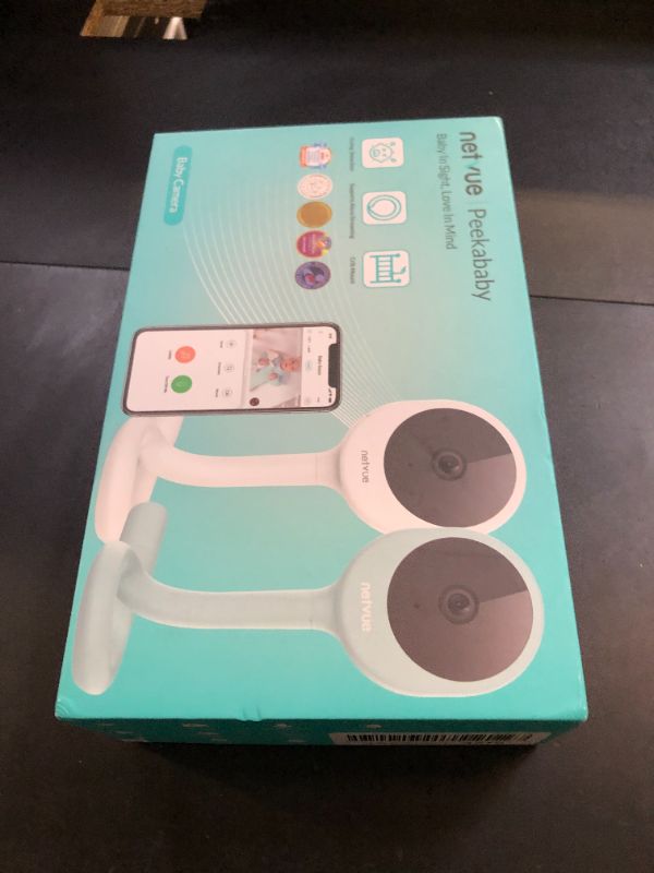 Photo 1 of NETVUE Peekababy Baby Camera Monitor, Wireless Baby Monitor with Camera & Audio, 4-in-1 Crib Mount, Smart App, Sleep Analysis & Two-Way Talk (White)