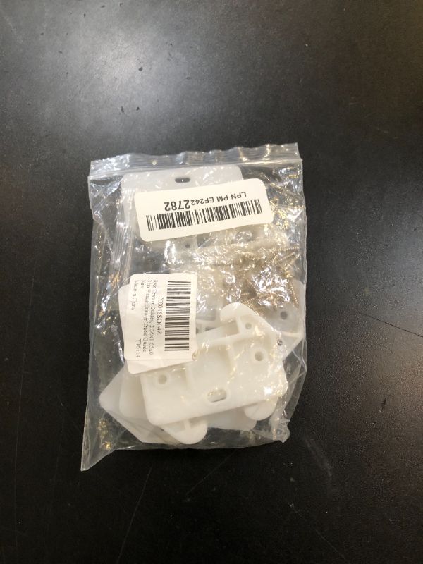 Photo 1 of PEUTIER 8pcs White Plastic Center Mount Drawer Slides with 16 Screws, 2.36x1.65x0.31in, Ideal for Dresser, Cabinet & More