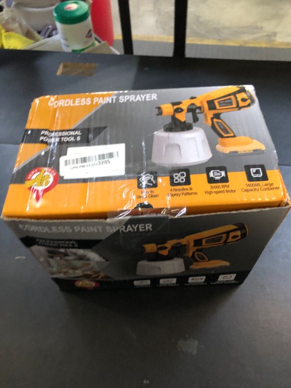 Photo 1 of Paint Sprayer Tool High Power Electric Spray Paint Gun Easy to Clean for Furniture Cabinets Fence Walls Door Garden Chairs Light Yellow (Not Include Battery)