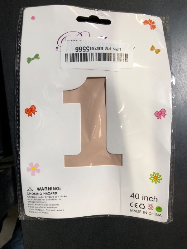 Photo 1 of 1 Balloon, Number 1 Balloons 40 Inch, Beige Large Big Foil Number 1 Balloon for First Birthday Party Graduation Wedding Anniversary Baby Shower Bachelorette Decoration Supplies