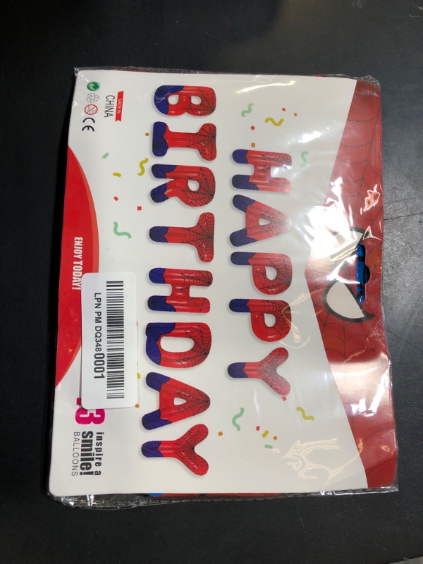 Photo 1 of FANGBBO Spider Theme Happy Birthday Banner Party Decorations Balloons Letters Signs Superhero Party Supplies for Boy