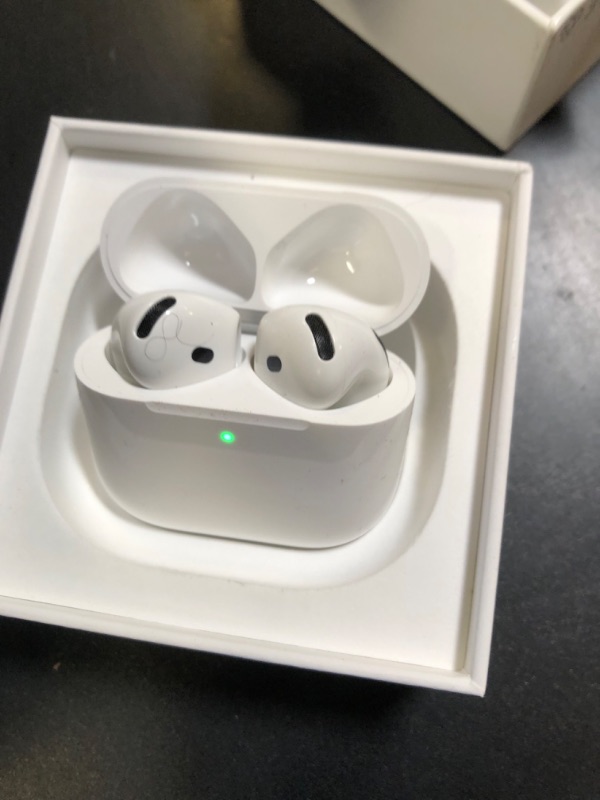 Photo 1 of Apple AirPods 4 Wireless Earbuds, Bluetooth Headphones, Personalized Spatial Audio, Sweat and Water Resistant, USB-C Charging Case, H2 Chip, Up to 30 Hours of Battery Life, Effortless Setup for iPhone