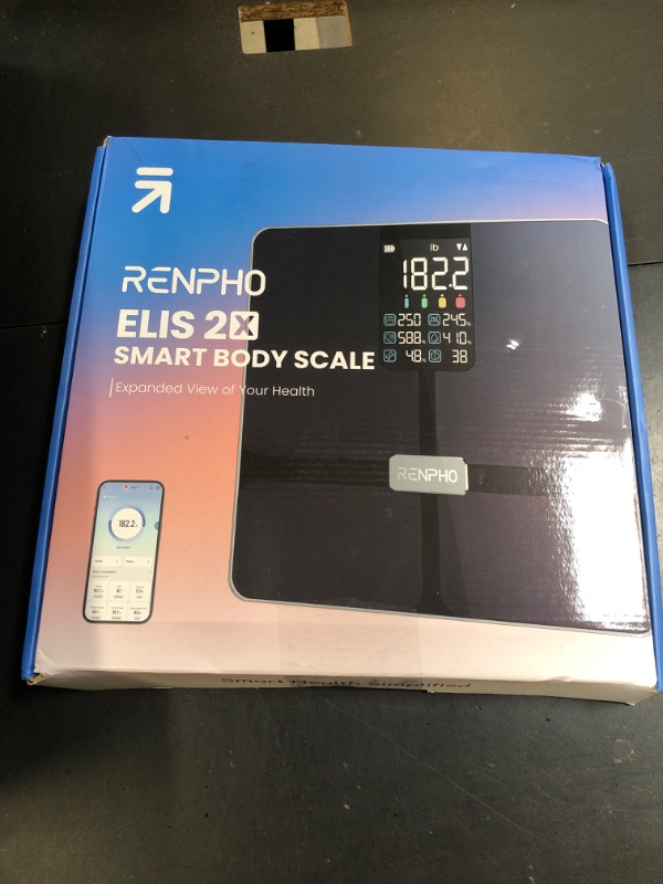Photo 1 of RENPHO Scale for Body Weight, Smart Scale with BMI, Body Fat, Muscle Mass, Bluetooth, FSA HSA Store Eligible, 13 Metrics with Large VA Display, Support App Connection, Black, Elis 2X