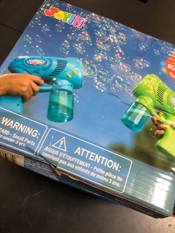 Photo 1 of JOYIN 2 Kids Bubble Gun with 2 Bottles Refill Solution, Bubble Machine Gun for Toddlers 1-3 Kids 4-8, Party Favors, Summer Toy, Outdoors, Easter, Birthday Gift