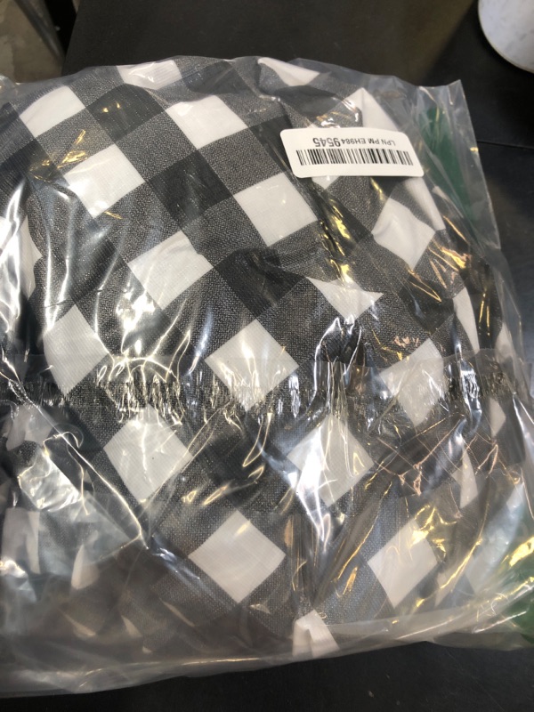 Photo 1 of Fitable Vinyl Fitted Round Table Cover with Elastic, Black and White Checkered Tablecloth with Flannel Backing Plaid Table Cloth for Indoor Outdoor Picnic Party (Fit for 45"-56" Round Tables)