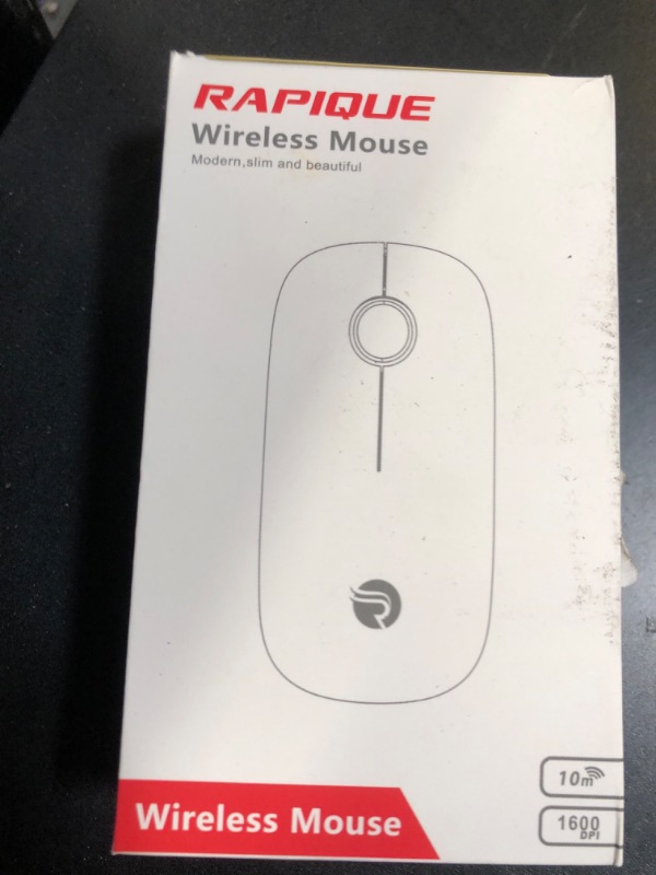 Photo 1 of RAPIQUE Bluetooth Wireless Mouse - (BT5.1+USB) Slim Dual Mode Computer Mice with Quiet Click, Low Power, and 1600 DPI, Portable Cordless for MacBook, Laptop, iPad Pro/Air, Chromebook (White)