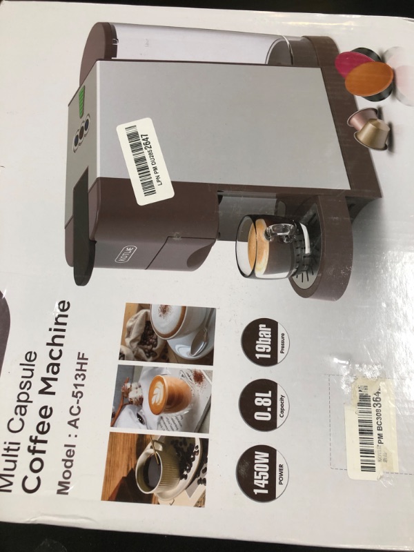 Photo 1 of KOTLIE Multifunctional 5in1 Espresso Machine, 19Bar Pressure Single Serve Coffee Maker for NES* Original/Dolce Gusto/K cup/Ground Coffee/illy 44mm ESE, Cold&Hot Brew, Level 7 watervolume (AC-513HF)